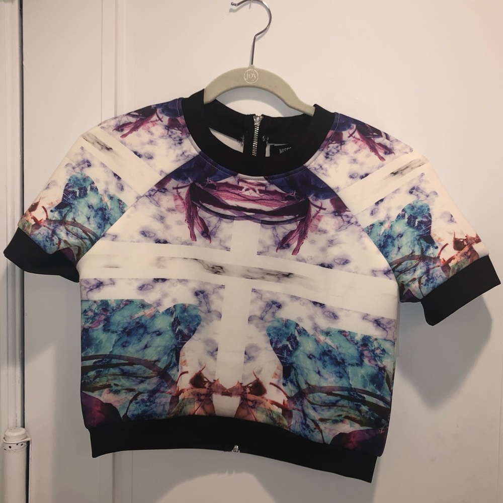 Missguided colorful neoprene crop top size 8
